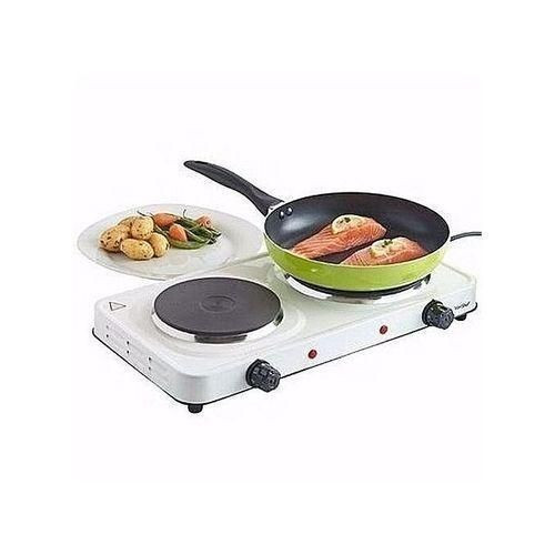 Fast Cooking Double Solid Hotplate-White, Black