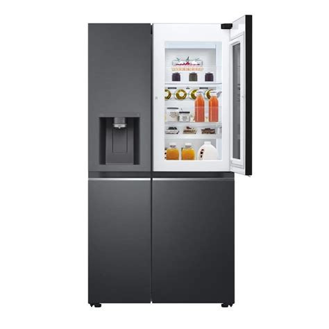 LG Fridge 649 Litres, Side by Side, Smart Inverter Compressor, Shiny Steel, Hygeine Fresh Water Dispenser with UV Protection, Knock Knock, Black GC-X257CQES