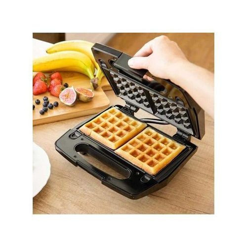 Hoffmans 3 in 1 Waffle Maker Sandwich Machine Barbecue Electric Baking Pan- Black