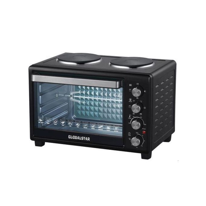 Global Star Microwave Oven With Rotisserie/Two Hot Plates 38 Litre / 38L - GS+OV38 BLACK