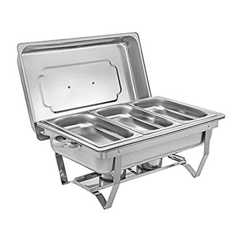 9.5Litre Stainless steel Triple Serving/Chafing Dish Food Warmer-Silver
