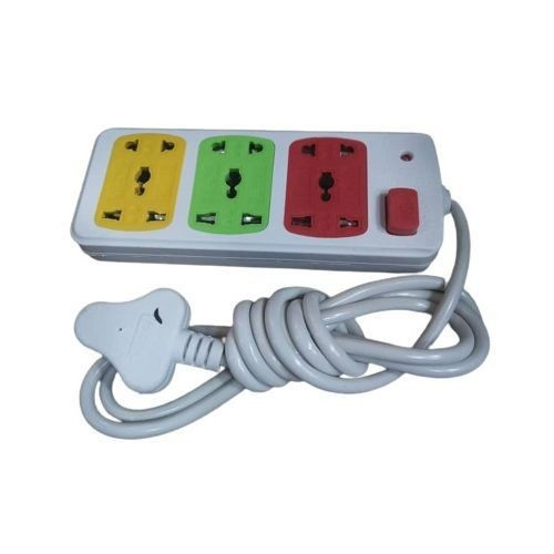 3 Ac Outlets Electric Extension Cable Overload Protection-White