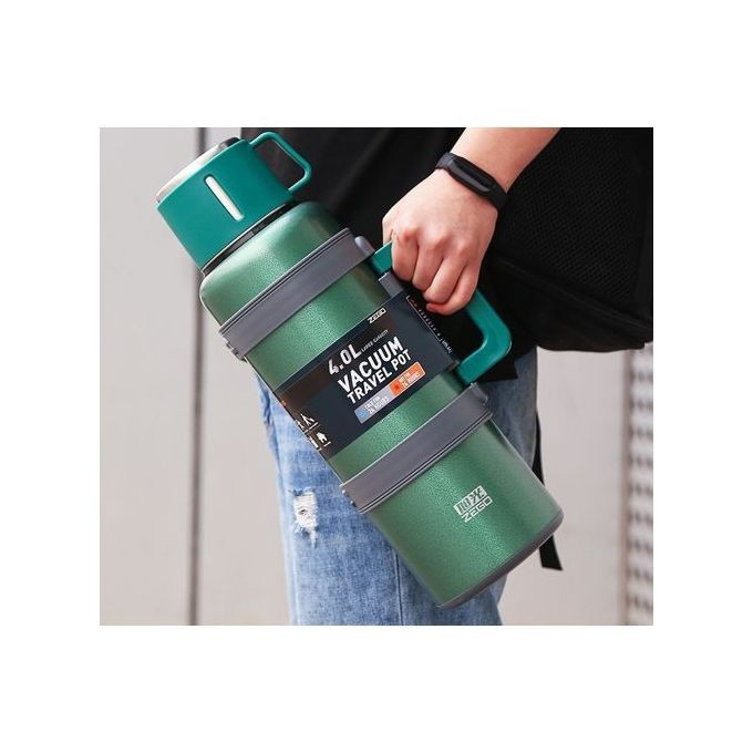 Hot & Cold Stainless Steel Vaccum Insulated 4L, 72 Hour Flask - Color May Vary. Zego