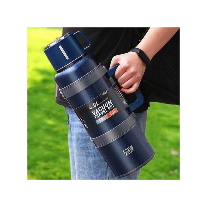 Hot & Cold Stainless Steel Vaccum Insulated 3L, 72 Hour Flask - Black. Zego