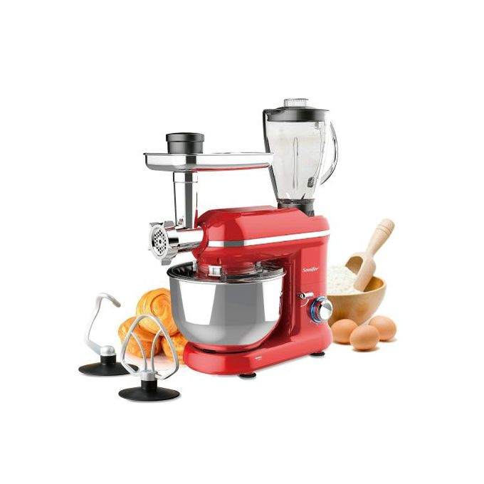 5.5L,6 Speed Stand Dough Mixer, 3ln1Meat Grinder,Blender,Red. Sonifer