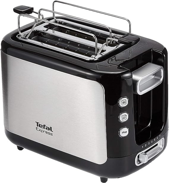 Tefal 2 Slot Express Toaster with Bun Warmer + Inox, TT365027- Black