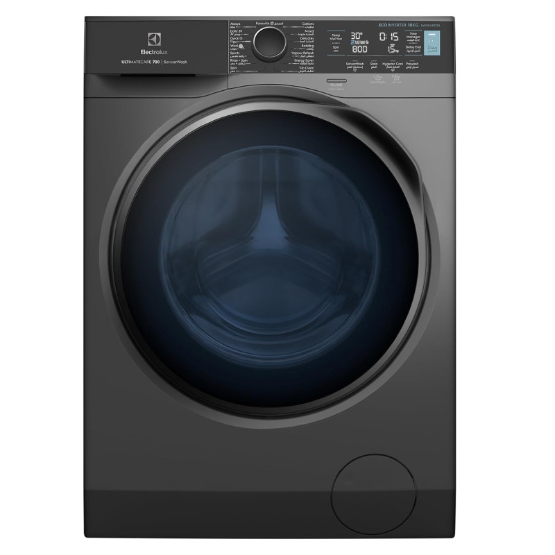 Electrolux washing machine 10Kg, Inverter Motor, 1400RPM, 14 Programs, EWF1042R7SB- Black
