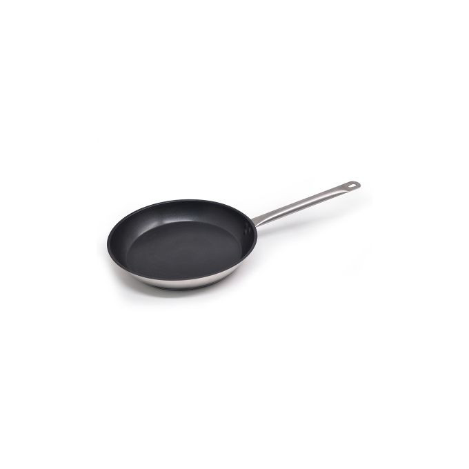 24cm Professional Commercial Non Stick Stainless Steel Frying Pan Hotel Pancake Fried Dumpling Chapati stew Pan With Steel Handle.