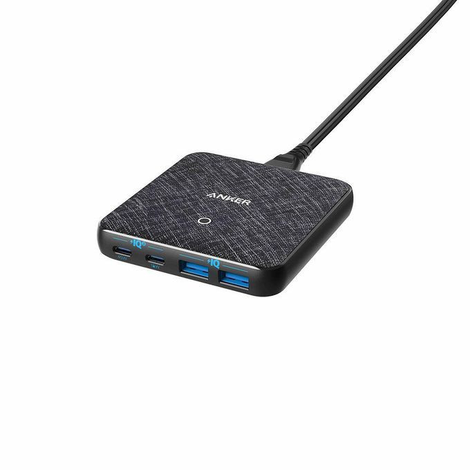 USB C Fast Charger, PowerPort Atom III Slim 65W 4 Port PIQ 3.0 GaN Wall Charging Station with Dual USB C Ports for USB C Laptops, iPad Pro, iPhone, Galaxy, and More - Black Anker