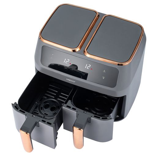 Two Zones Cyclonic Air One-pot Dual-use Air Fryer Grill Cooker Sokany