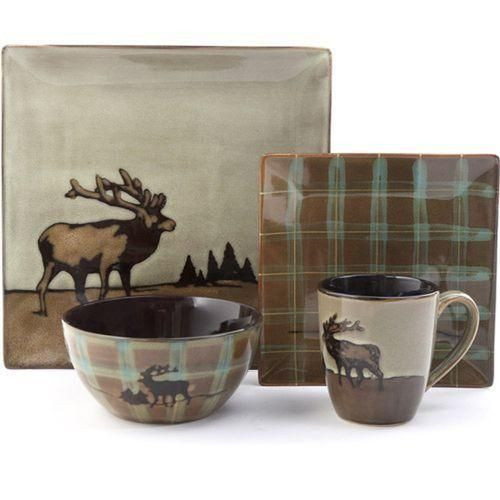 24 Piece Square Animal Plate Cup Bowl Side plate Dinner Set - Green. Other