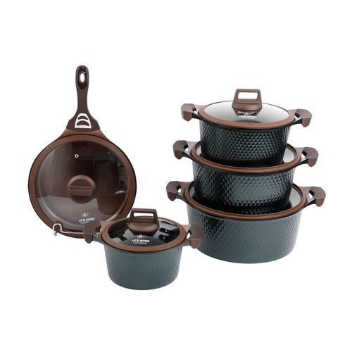 5 Piece Lifesmile Non-stick Saucepan Cookware Pots, Black. Life Smile