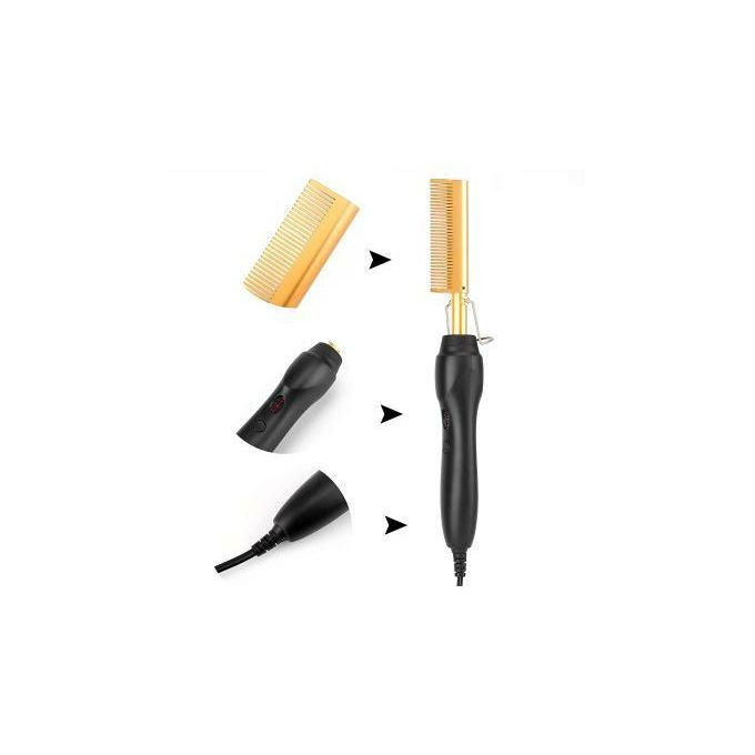 Electric Hot Comb Hair Straightener, High Heat Adjustable Temperature Iron Comb Straightening or Curly Hair - Pressing Combs for Natural Black Hair African American Hair & Wigs