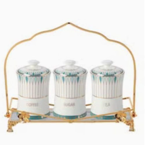 3 Piece Sugar Bowl, Coffee,Tea Canister Set - White