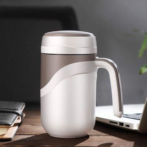 380ML Ceramic Travel Mug, Double Wall Insulated Thermo Coffee Mug with Leakproof Lid, Cream