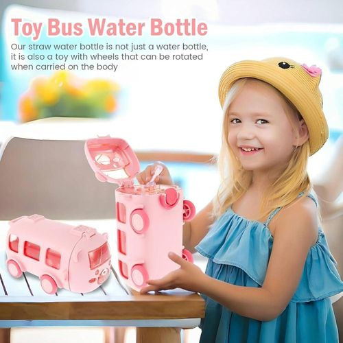 500ML Bus Water Bottle For Kids With Strap, Sipper, & Straw Leakproof, Bpa Free With Lock Tritan Juice Bottle For School Kids Cup For Girls & Boys- Multicolor