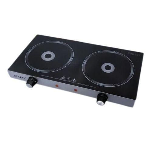 2 Burner Tabletop Cooker Electric Infrared Cooker Stove - Black Sokany