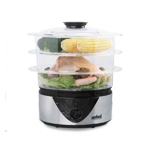 3 Tier Electric Food Cooking Steamer Pot With Display, Timer Fuction- Clear.