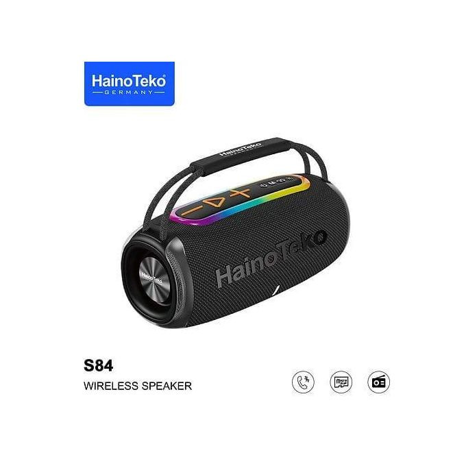 S84 Portable Bluetooth Wireless Speaker with Power Bank Function with Carrying Strap Supports FM Radio and with USB and Memory Card Slot Elegant-Multicolor HAINOTEKO