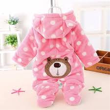 Baby Warm Heavy Bodysuit Overall Romper - Pink