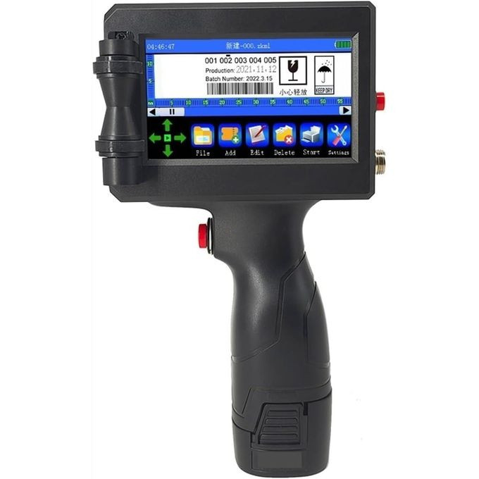 12.7mm Intelligent Handheld Printer Code Qr Code Logo Touch Screen Free Encryption Fast Drying Inkjet Printer for Barcode Production Date Logo Serial Number Variable QR Code Coding Machine Printing Production Date Batch Number- Black