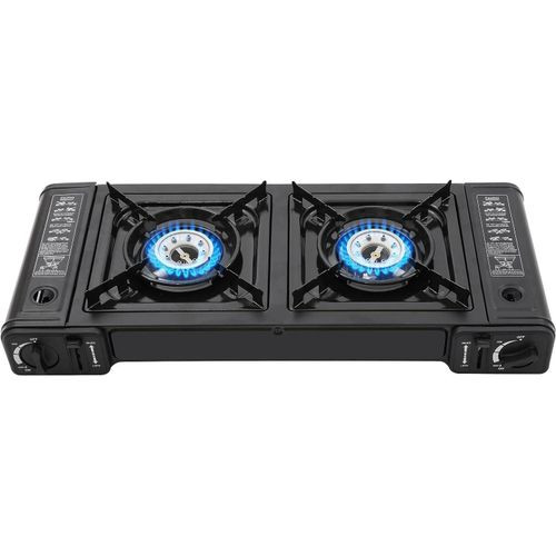 Propane Camping Stove 2 Burners Portable Camping Stove Double Auto Ignition Camping Burner LPG for RV, Apartments, Outdoor - Black Boma