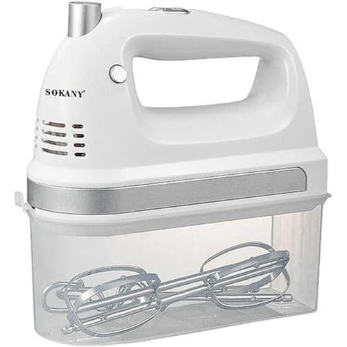 Hand Mixer Electric Power handheld Dough Mixer for Baking Cake Egg Cream Food Beater, Turbo Boost/Self-Control Speed + 5 Speed + Eject Button + 5 Stainless Steel Accessories- Multicolor Sokany