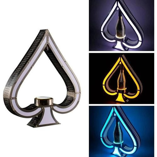 Rechargeable LED Lighted Cocktail Wine Liquor Bottle Presenter Display Shelf, Ace of Spades Champagne VIP Cop Bottle Presenter, Champagne Bottle Holder Display Stands, VIP Bottle Service Lights For Lounge Bar Hotel Nightclub Party Night Box- Multicolor