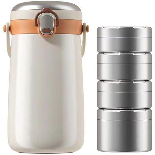 3 Litre Extra Long Insulated Bento Vacuum Insulated Bento Lunch Box Office Worker Student Multi-layer SUS316 Stainless Steel Large Capacity Portable Lunch Box Insulated Bucket Skewer Resistant Thermal 4 Layer 580 ml + 400 ml x 2 + 320 ml -Multicolor