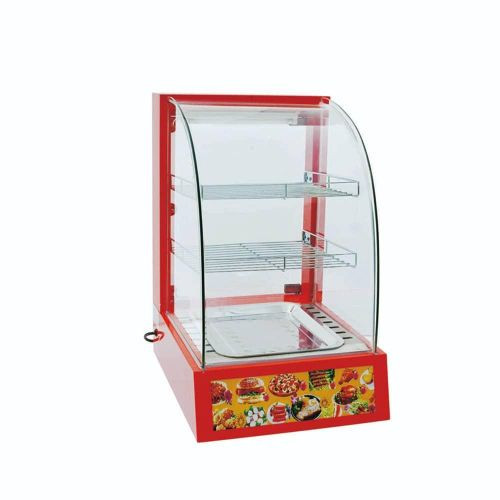 15 Kg ,15 x 18 x 24 Inch Small Commercial Electric Curved Glass Hot Snacks Countertop Food Warmer Fried Chicken Hot Warming Cabinet with 3 Tiers Warmer Display Showcase With Constant Temperature Control for Sandwich Milk Pizza Pies Pastries- Multicolor