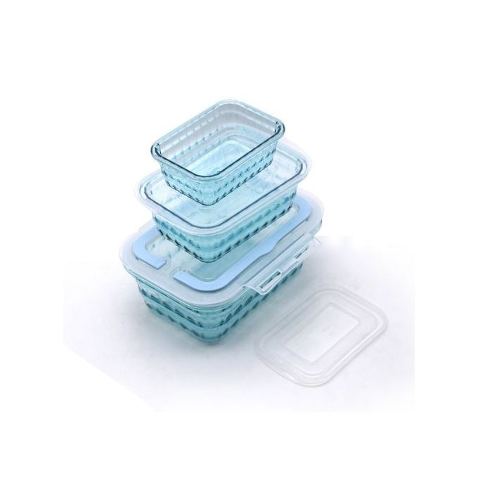 3 Piece Melamine Food Storage Container Box-Blue.
