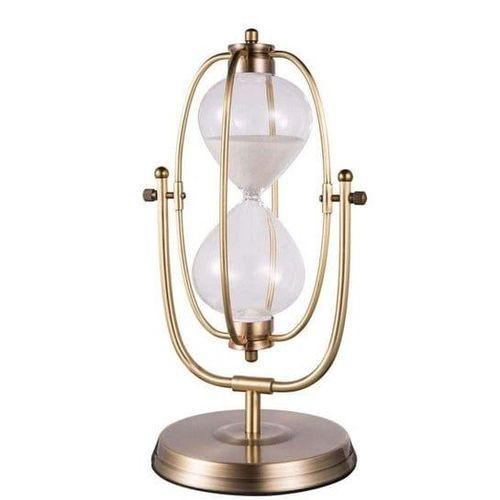 31.5*17cm Transparent 360° Flipping Sand Clock Timer Vintage Sand Watch 30/60 Min Metal Hourglass Sandglass Ornament Metal Glass Craft Gift for Home Office Desk Decoration -Multicolor