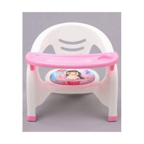 Small Baby Feeding Chair With Safety Tray And Soft Cushion With Baby Whistle Sound - Pink, White