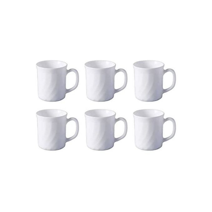 6 Pieces Of Luminarc WaveTea Coffee Mug Cups-White. Luminarc