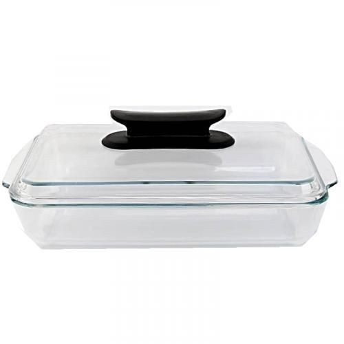 3 Litre Rectangle Microwaveable Tempered Glass Serving Dish-Colorless