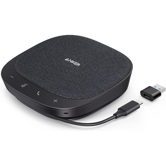 PowerConf S330 USB Speakerphone, Conference Microphone for Home Office, Smart Voice Enhancement, Plug and Play, 360° Voice Coverage, Powerful Sound, Desktop PC Speaker, Online Meetings -Black Anker