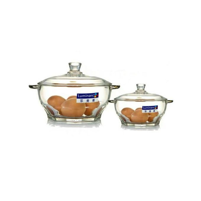 1.5 & 2.5 Liter Granity Glass Serving Dishes Set With Lids-Colourless. Luminarc