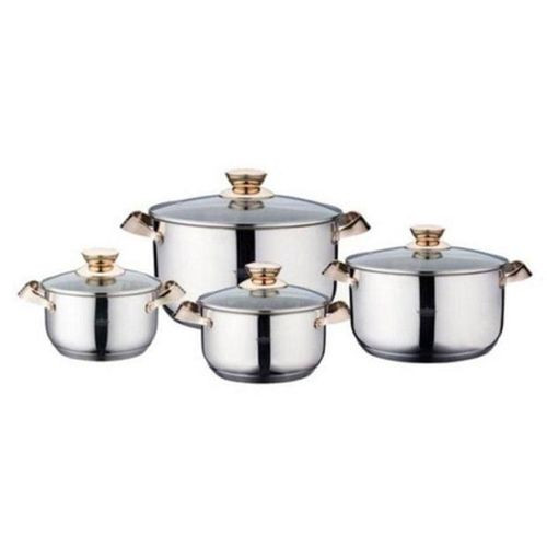 8 Stainless Steel Saucepans Cooking Pots- Silver.