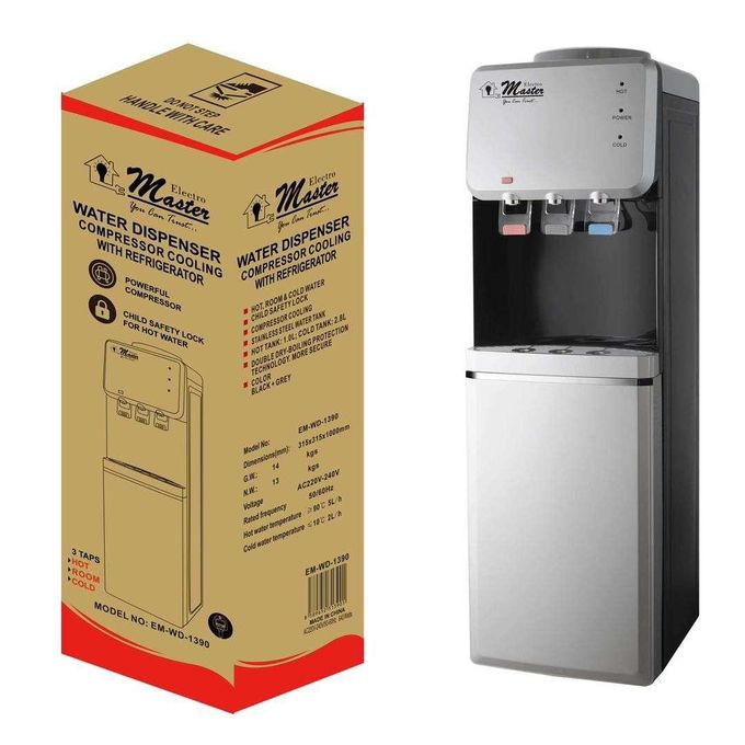 3 Tap Hot Cold Normal Water Dispenser With Compressor Cooling with Refrigerator- Multicolor Electro Master