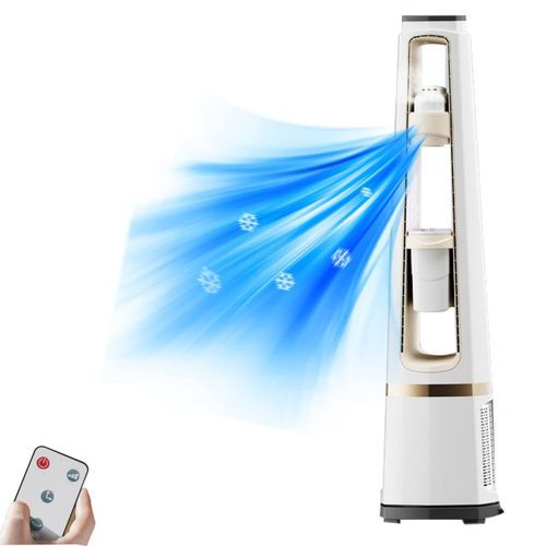 5 In 1 Bladeless Fan with Remote Control Floor Humidifying Aromatherapy Anti-Gravity Water Drop Tower Fan Air Cooling