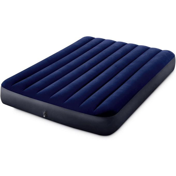 1.83m*2.03m*25cm OR 72"*80"*10" Intex Double Size Classic Downy Airbed Inflatable Mattress With Double Quick Hand Pump,- Multicolor