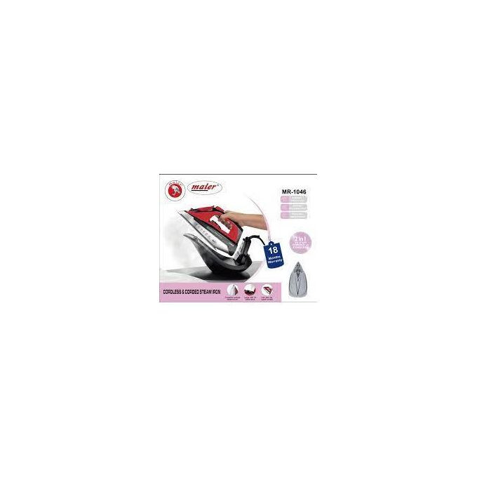 2 In 1 Cordless or Corded Hand Held Anti-Drip Ceramic Hybrid Clothes Steam Iron with Vertical Steam and Auto-Off Function- Multicolor Maier