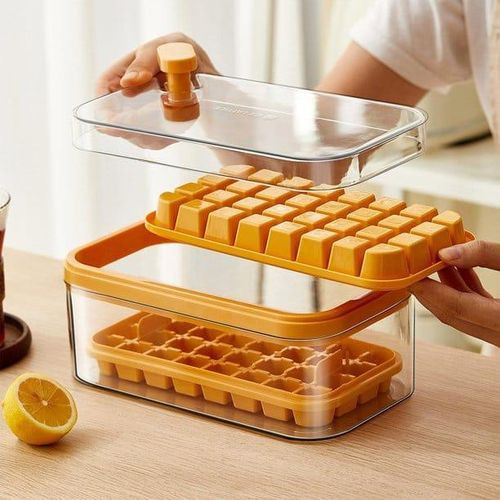 32/64grid Pressing Style Ice Mold Box Plastics Ice Cube Maker With Lid Ice Tray Mold With Storage Box Chilling Tea Dropshipping