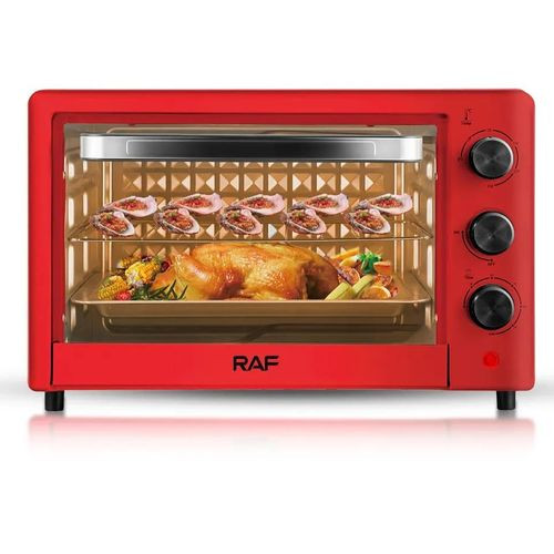 24 Litre Electric Oven Household Electric Baking Ovens Heat Evenly With Stainless Tray Electric Bread Oven Visual Glass Door Time Temperature Control Rotary button - Multicolor RAF