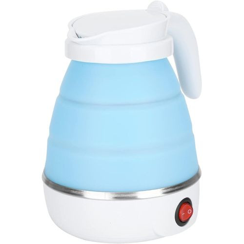 Portable Travel Folding Heating Electric Water Kettle 600Ml Mini Food Grade Silicone Collapsible Outdoor Folding Kettle for Home Ouoor Camping Hiking, Present Water Boiler Tea Pot for Camping,Easy for Storage- Multicolor