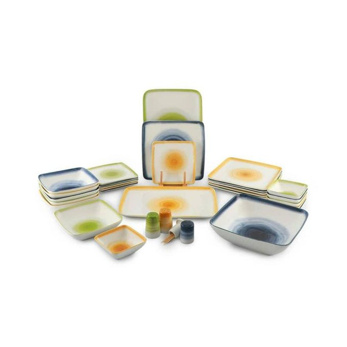 30 Pieces Of Dinner Set with Plates Side And Bowls The Perfect Set for Your Everyday Needs Dinnerware- Multicolor Life Smile