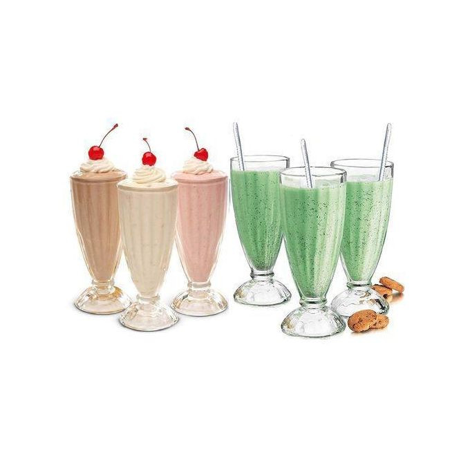 6 Pieces Set Of Milk Shakes Dessert Sundae Ice Cream Fruit Cocktail Soda Tall American Style 340ml Drinking Glasses Soda Glasses Cups For Smoothies Root Beer Parties Events- Clear