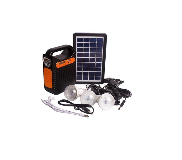 EASY POWER Solar Kit With 3 Bulbs, Torch And FM Radio, USB Port - Black