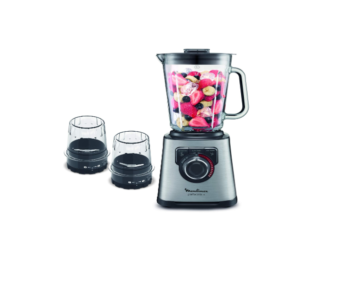 Moulinex blender 1200W Glass Jar High Speed with 2 Attachments - LM815D27