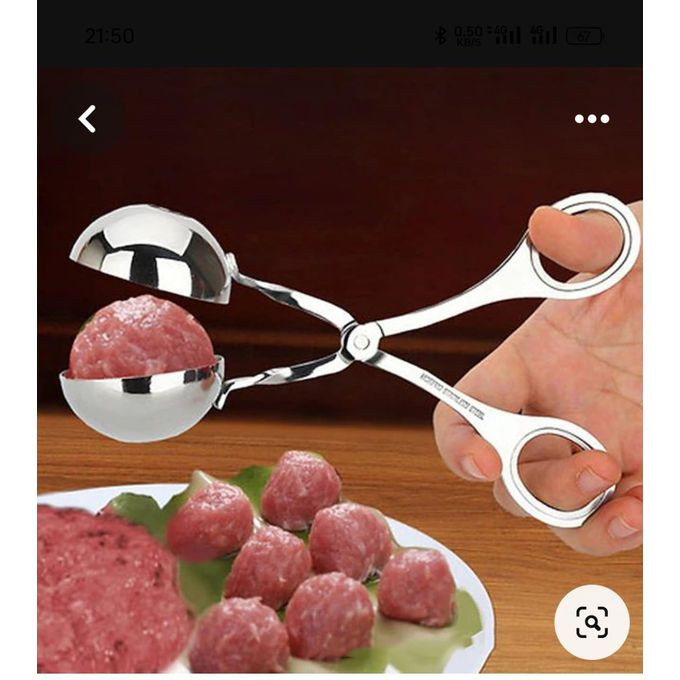 Stainless Steel Handmade Ball Maker None-Stick Rice Fish Meat Baller Tongs Cake Pop Maker Cookie Dough Scoop Tongs for Meatball, Cake, Ice Cream, Bath Bombs Tool- Silver